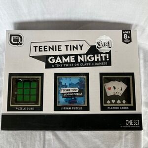 Games Hub Teenie Tiny Game Night 3-in-1 Miniature Puzzle Cube Jigsaw Cards Set